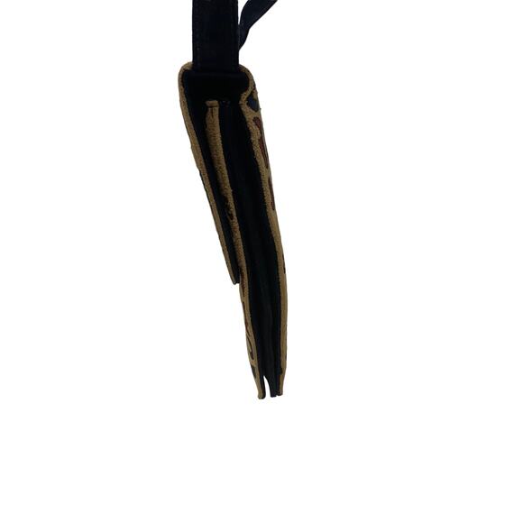 Saks Fifth Avenue Black Multicolor Suede Print Buckle Closure Purse - Picture 2 of 14